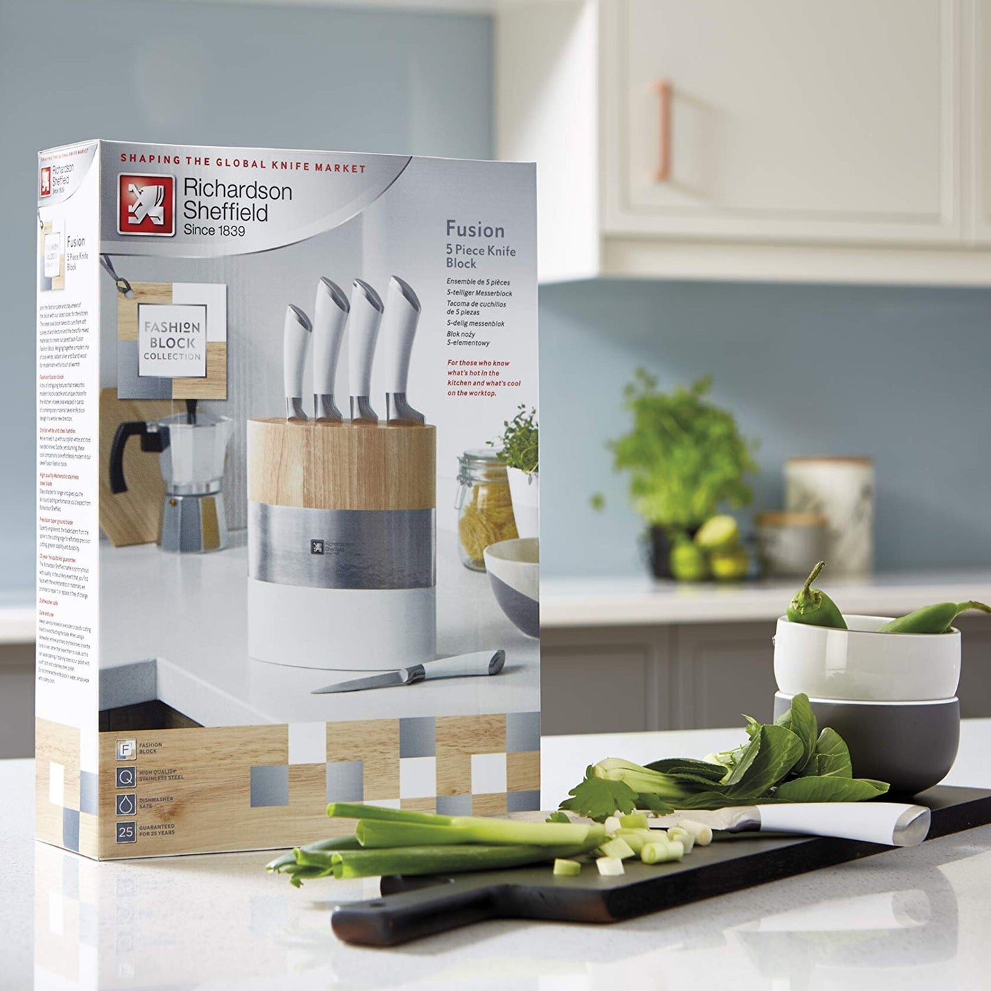 Richardson Sheffield - FUSION 5 pc knife block - white Messenset met blok Richardson Sheffield 